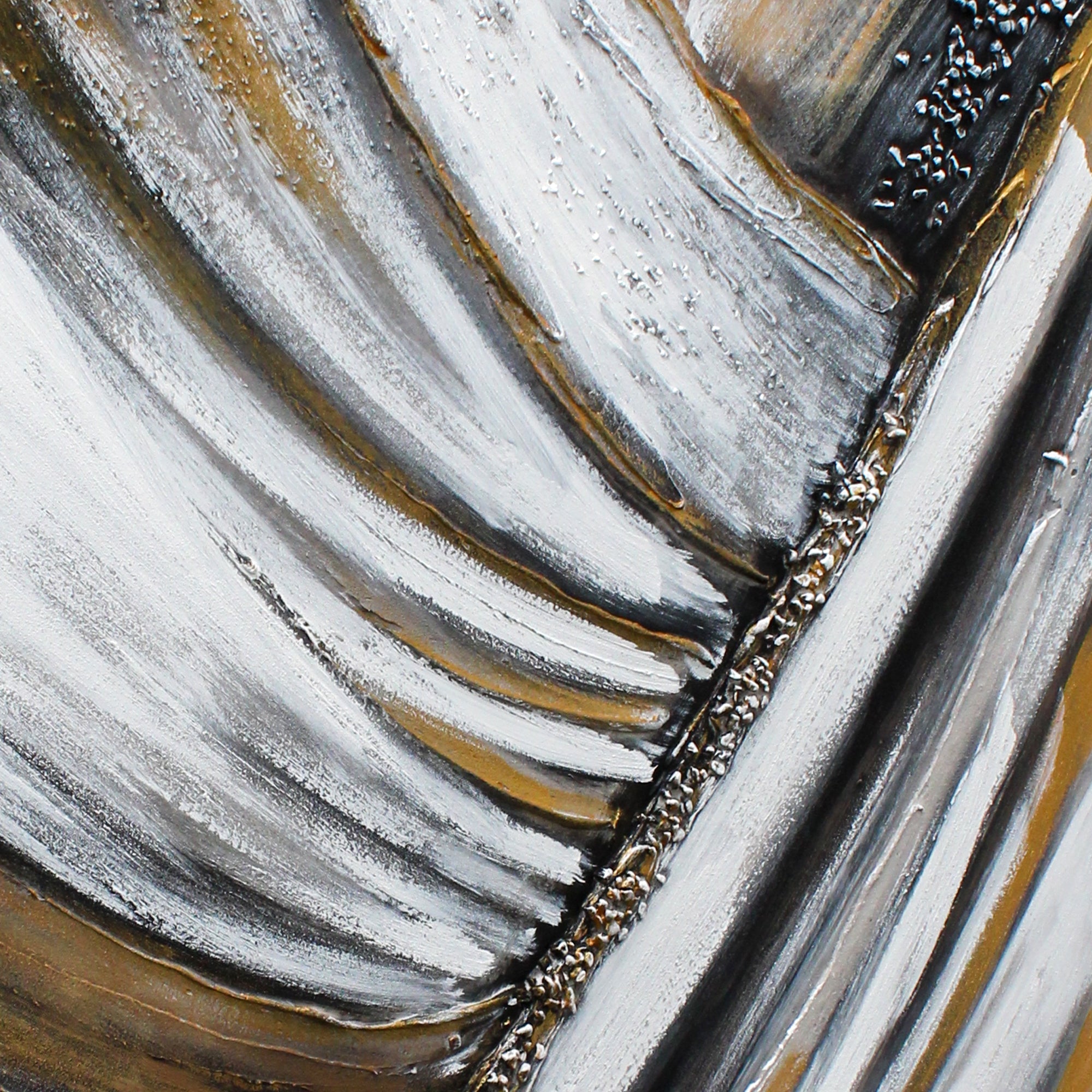 Abstract Canvas with Black Gold and White Tones