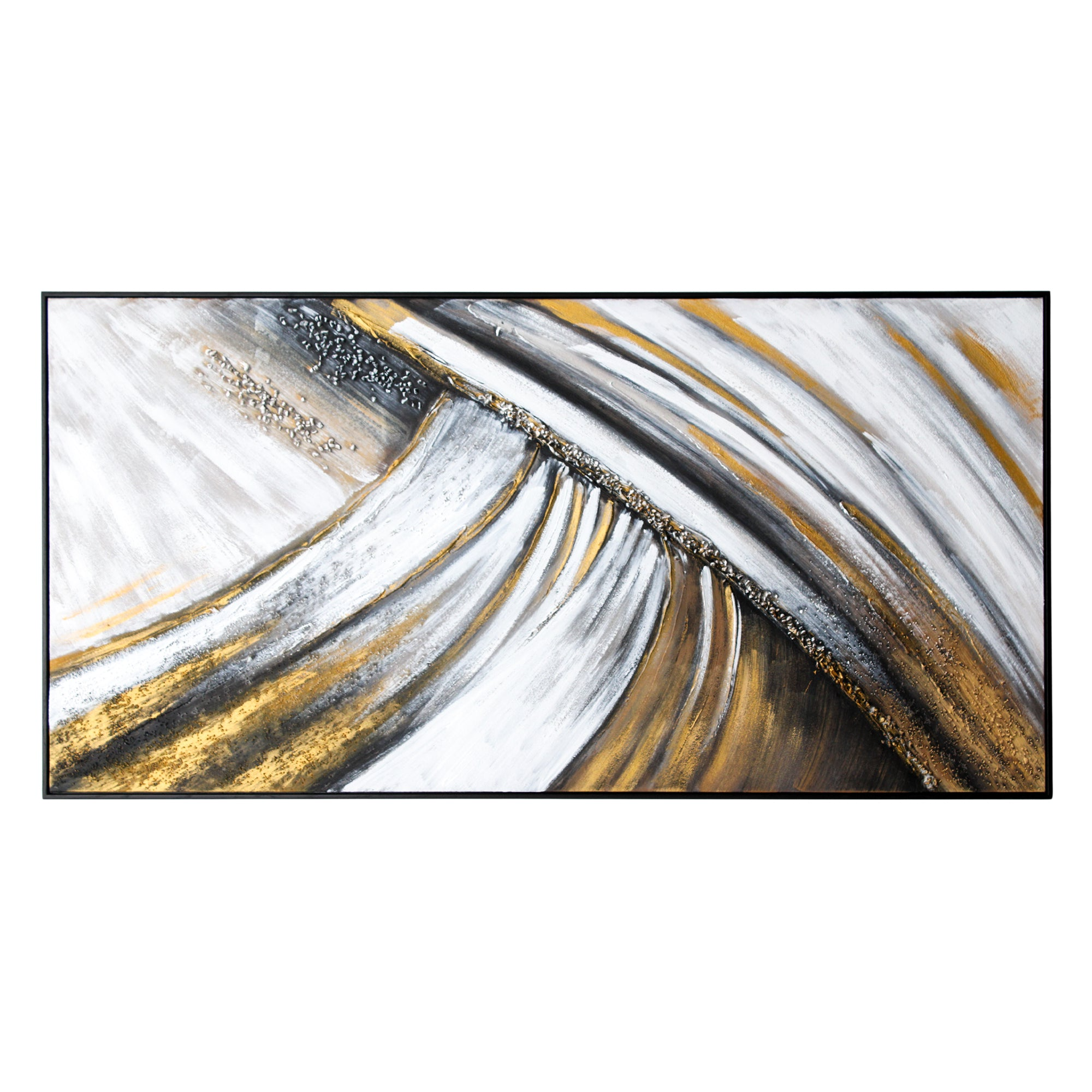 Abstract Canvas with Black Gold and White Tones