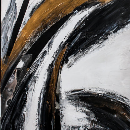 Abstract Canvas with Monochrome Tones and Bold Gold Accents