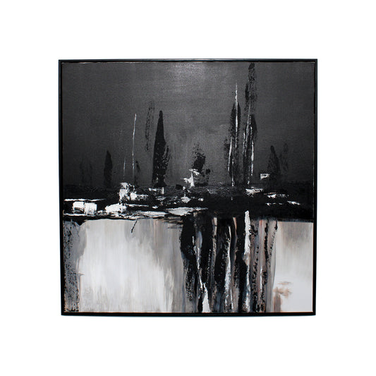 Black and Grey Contrasting Wall Art with Black Frame