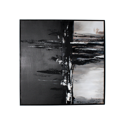 Black and Grey Contrasting Wall Art with Black Frame