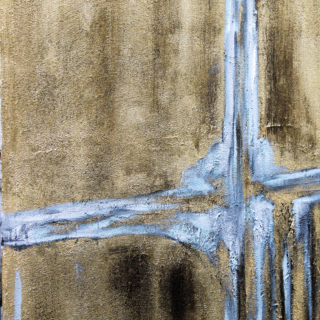 Framed Gold Canvas with a Cool Grey Contrast in Black Frame