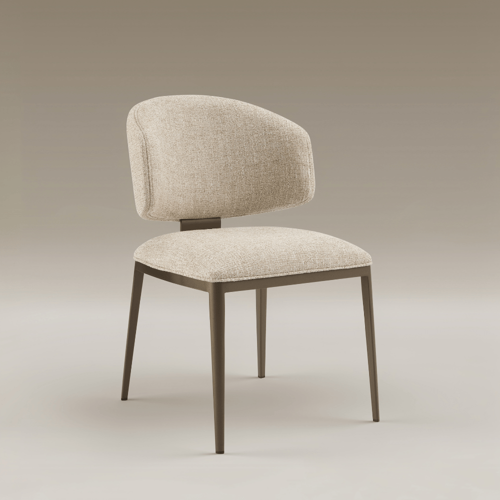 Daphne Beige Brushed Bronze Dining Chair