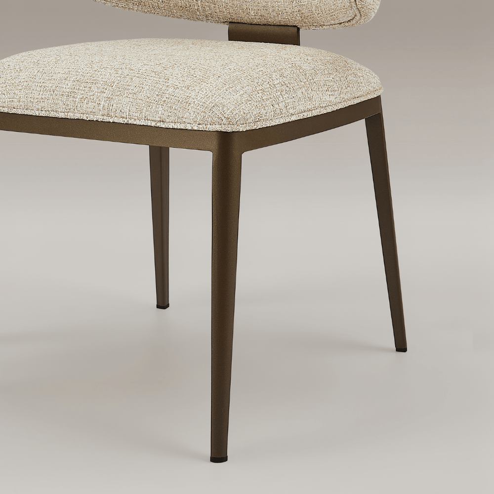 Daphne Beige Brushed Bronze Dining Chair