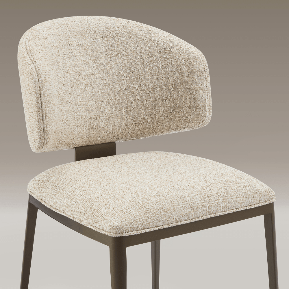 Daphne Beige Brushed Bronze Dining Chair