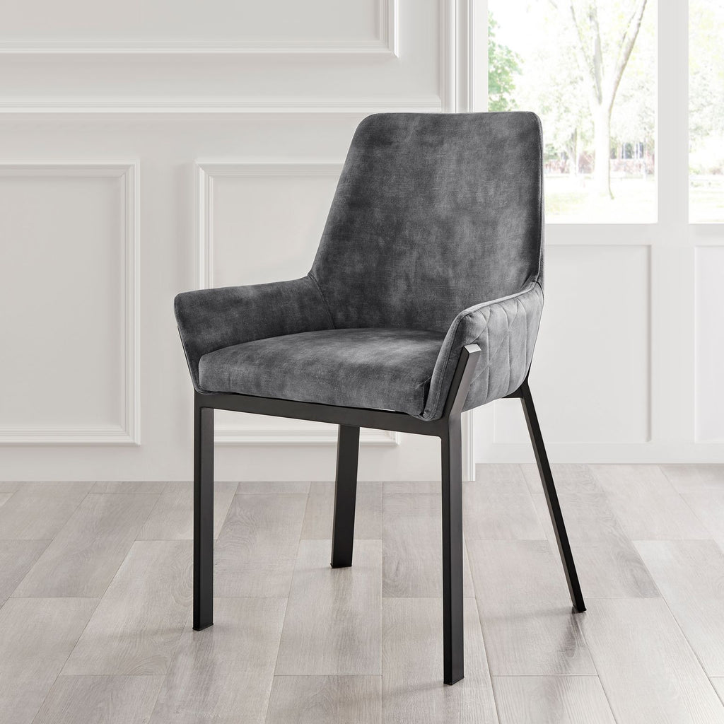 Nova Grey Velvet Dining Chair With Black Frame