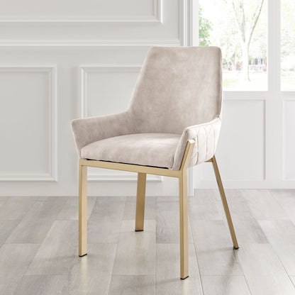 Cream Velvet Dining Chair With Gold Frame