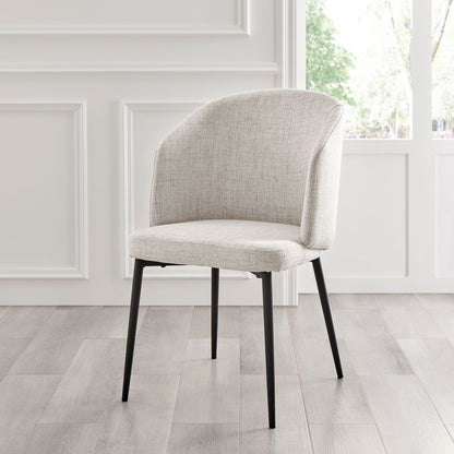 Cream Linen Black Leg Dining Chair