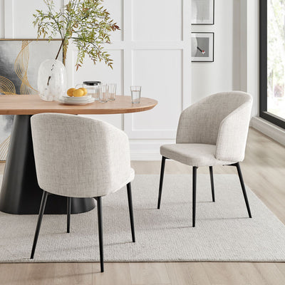 Castelle Ivory Linen Curved Dining Chair