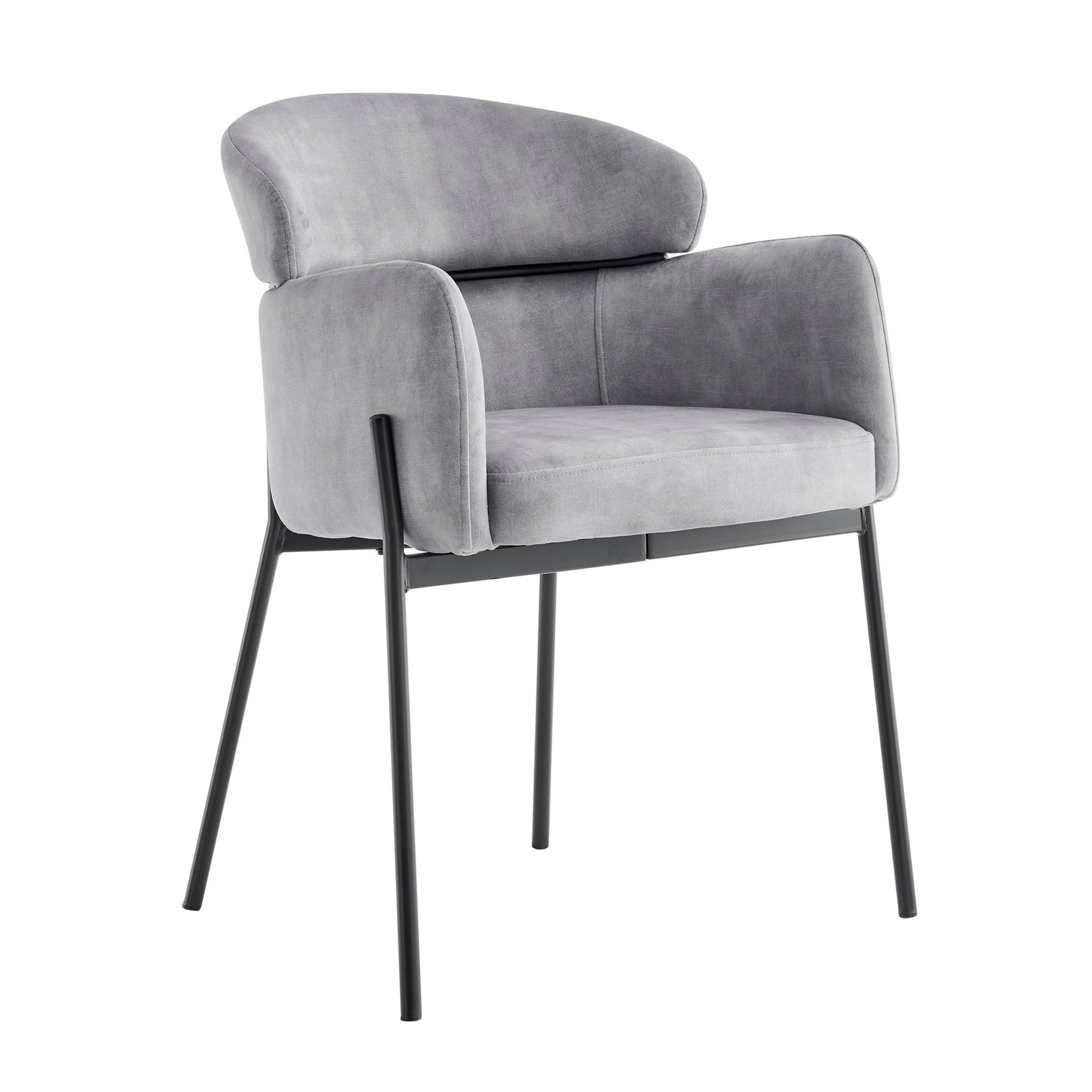 Liang Grey Velvet Dining Chair With Black Frame