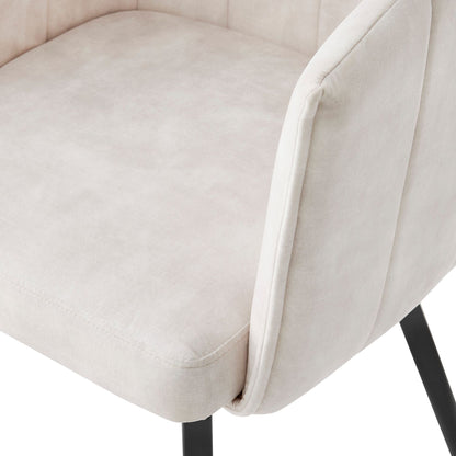 Cream Velvet Dining Chair With Swivel Black Base
