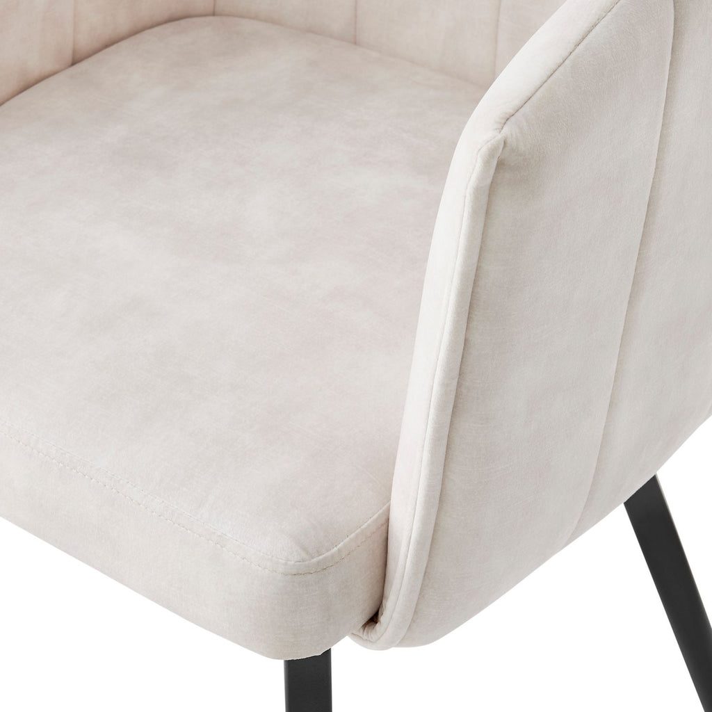 Arlo Swivel Cream Velvet Dining Chair With Black Legs