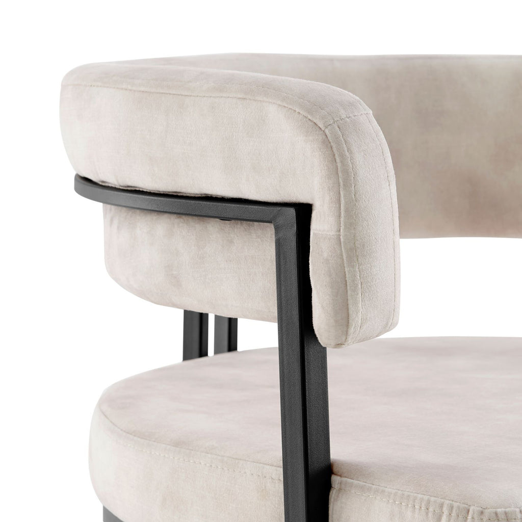 Mia Curved Cream Velvet and Black Frame Dining Chair