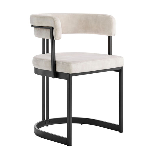 Curved Cream and Black Dining Chair