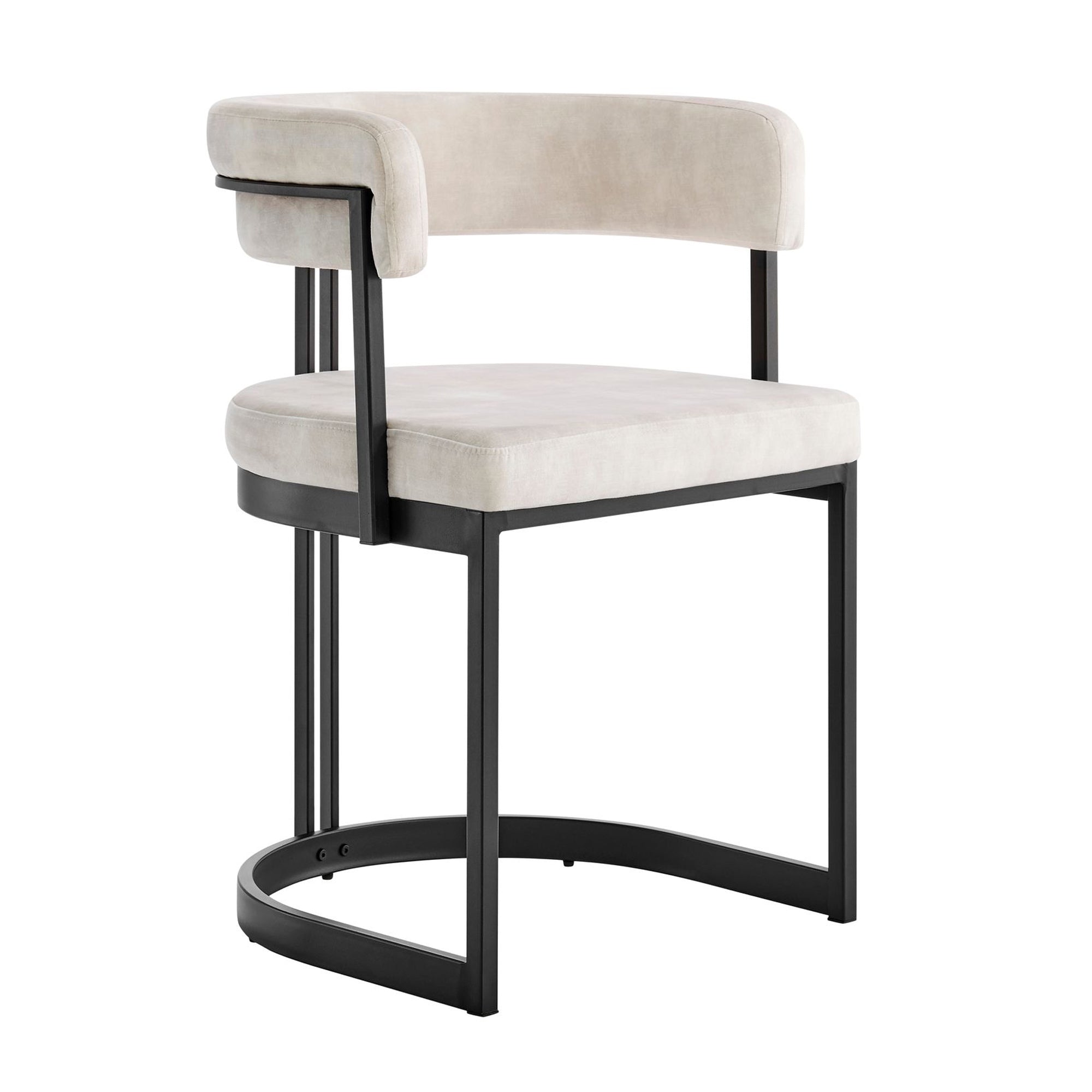 Mia Curved Cream Velvet and Black Frame Dining Chair