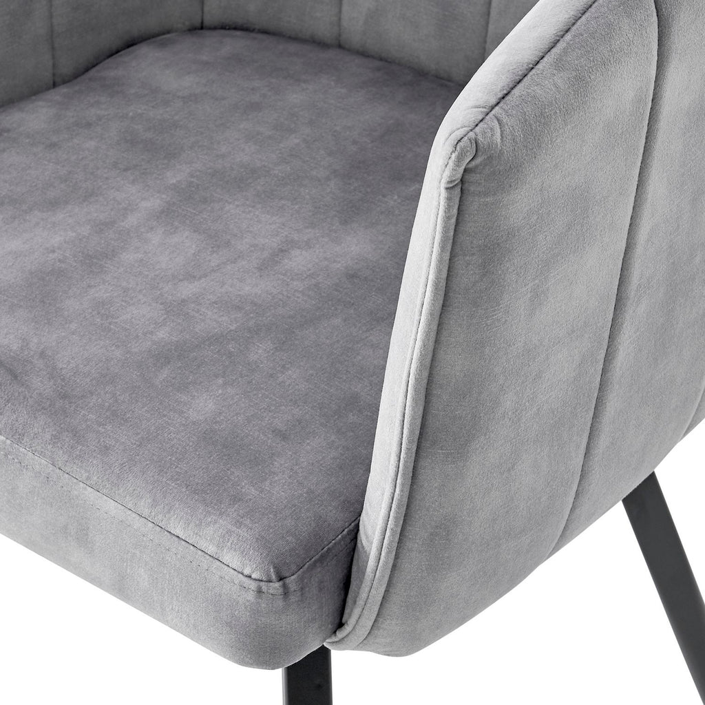 Arlo Swivel Grey Velvet Dining Chair With Black Legs