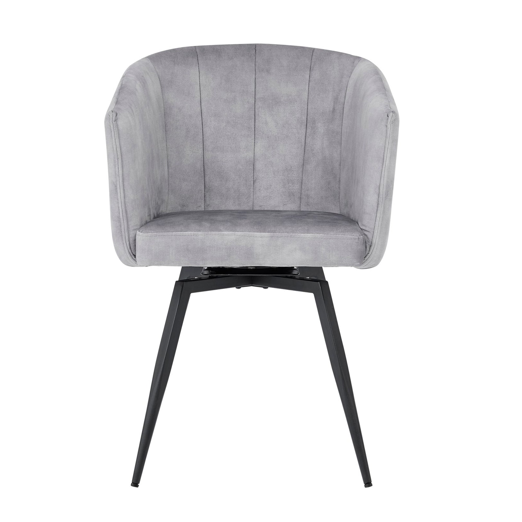 Arlo Swivel Grey Velvet Dining Chair With Black Legs