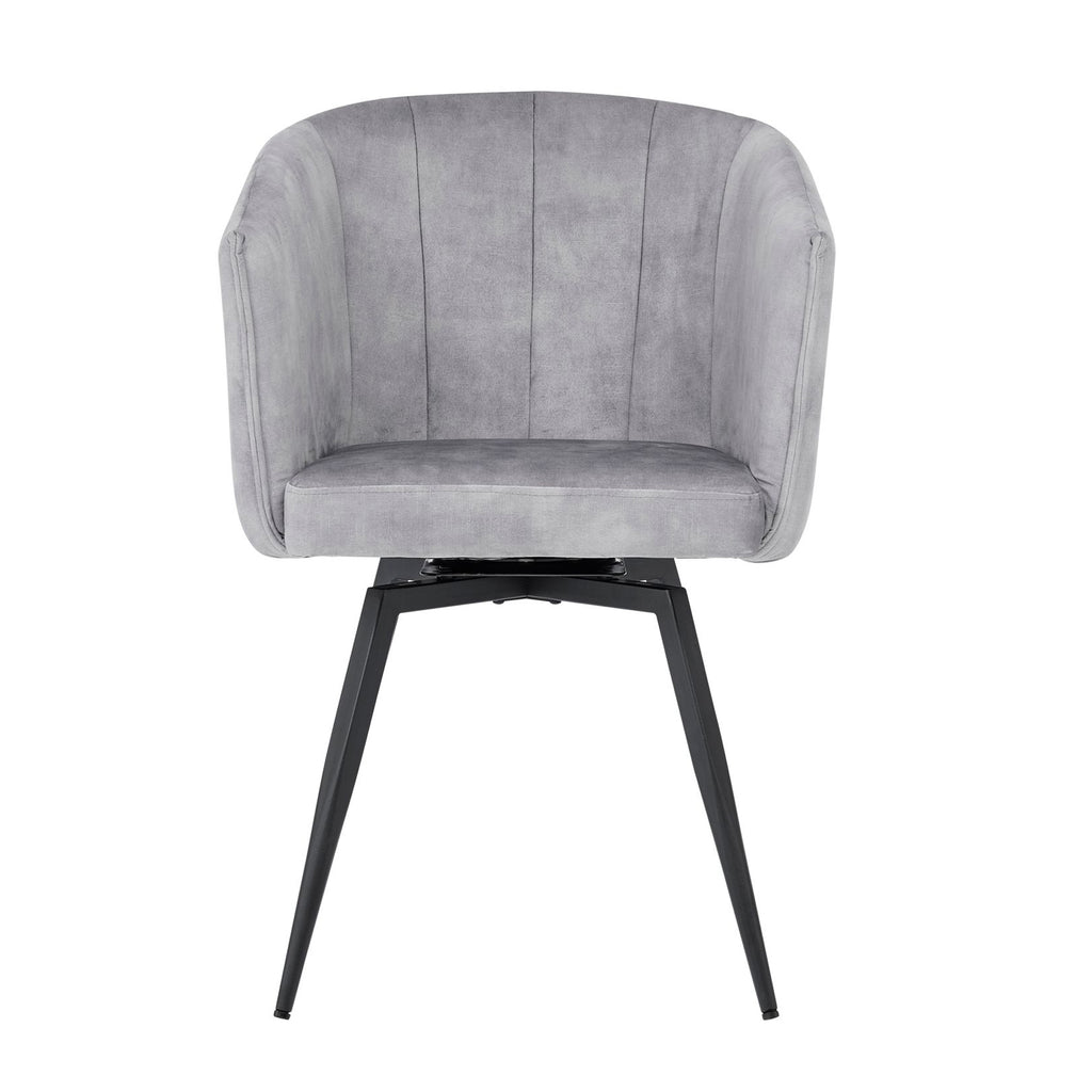 Arlo Swivel Grey Velvet Dining Chair With Black Legs