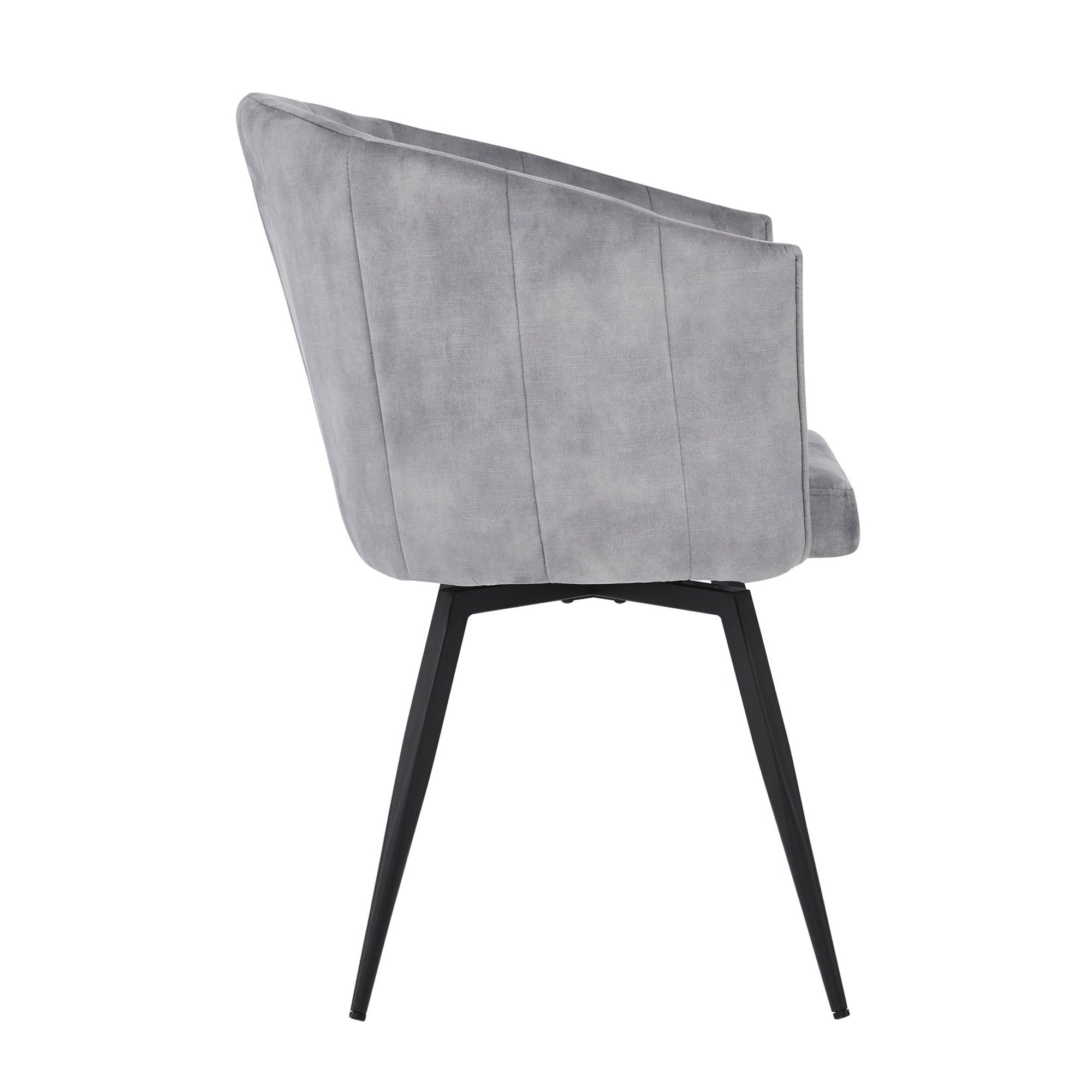 Arlo Swivel Grey Velvet Dining Chair With Black Legs