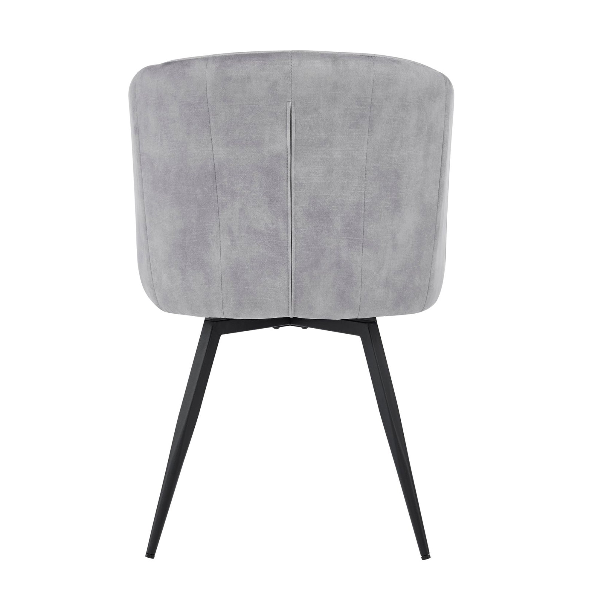 Arlo Swivel Grey Velvet Dining Chair With Black Legs
