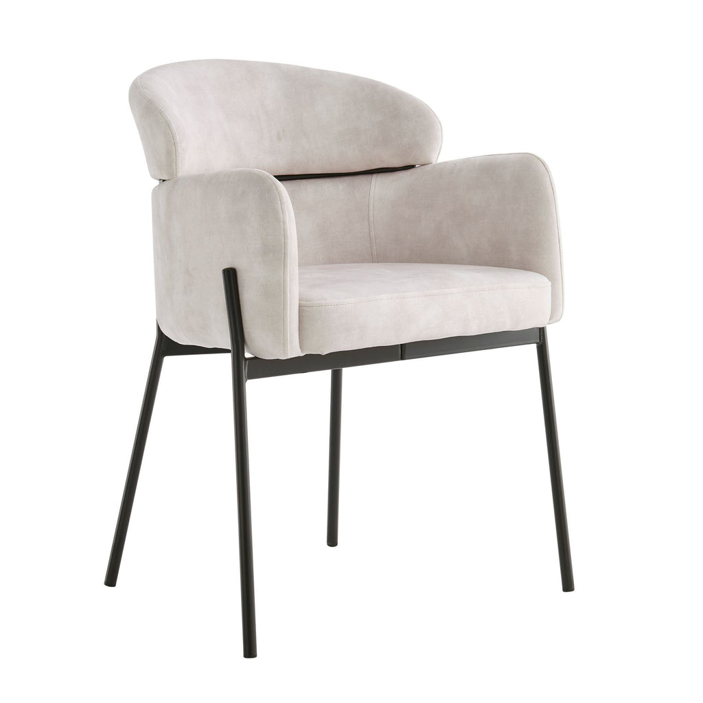 Liang Cream Velvet Dining Chair With Black Frame