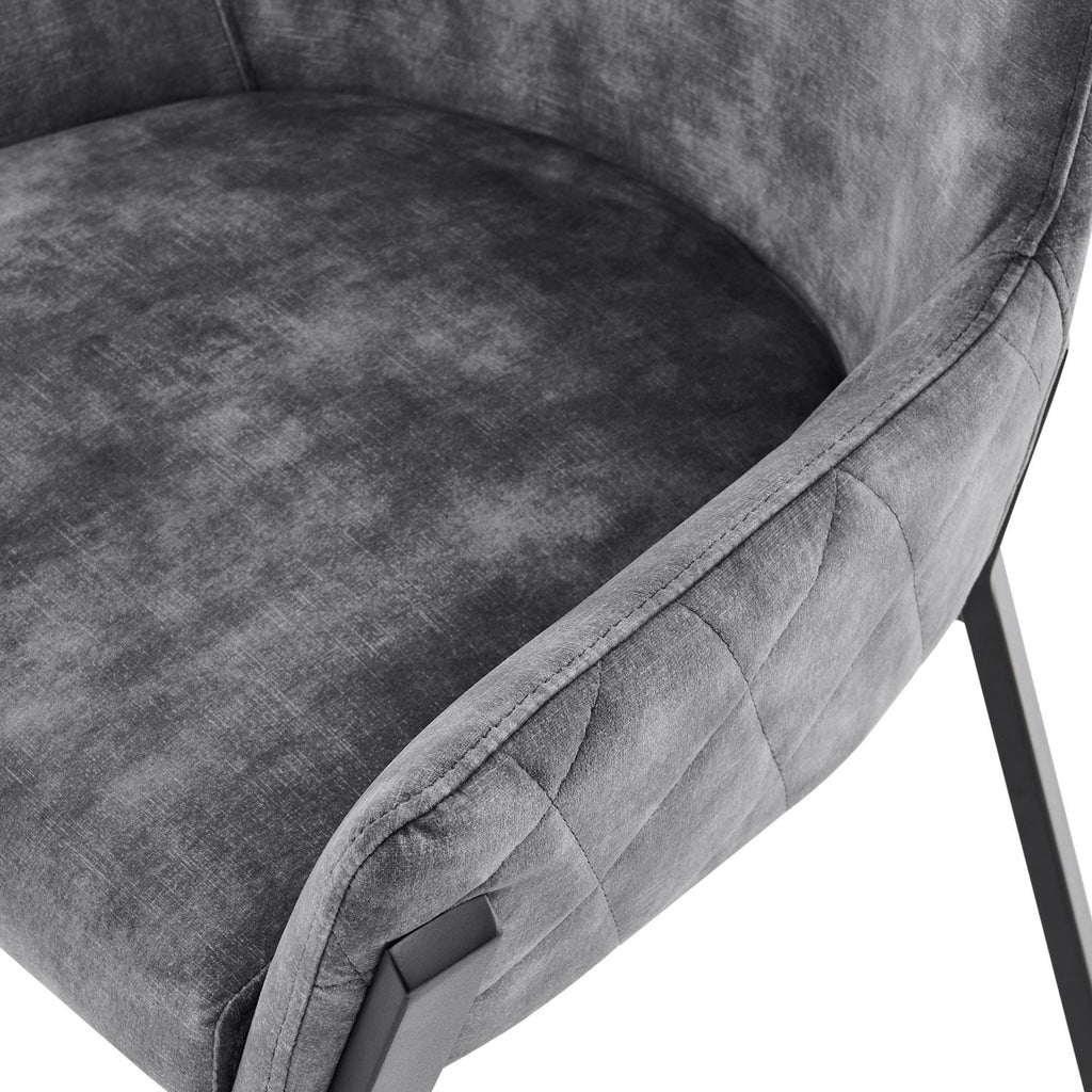 Nova Grey Velvet Dining Chair With Black Frame