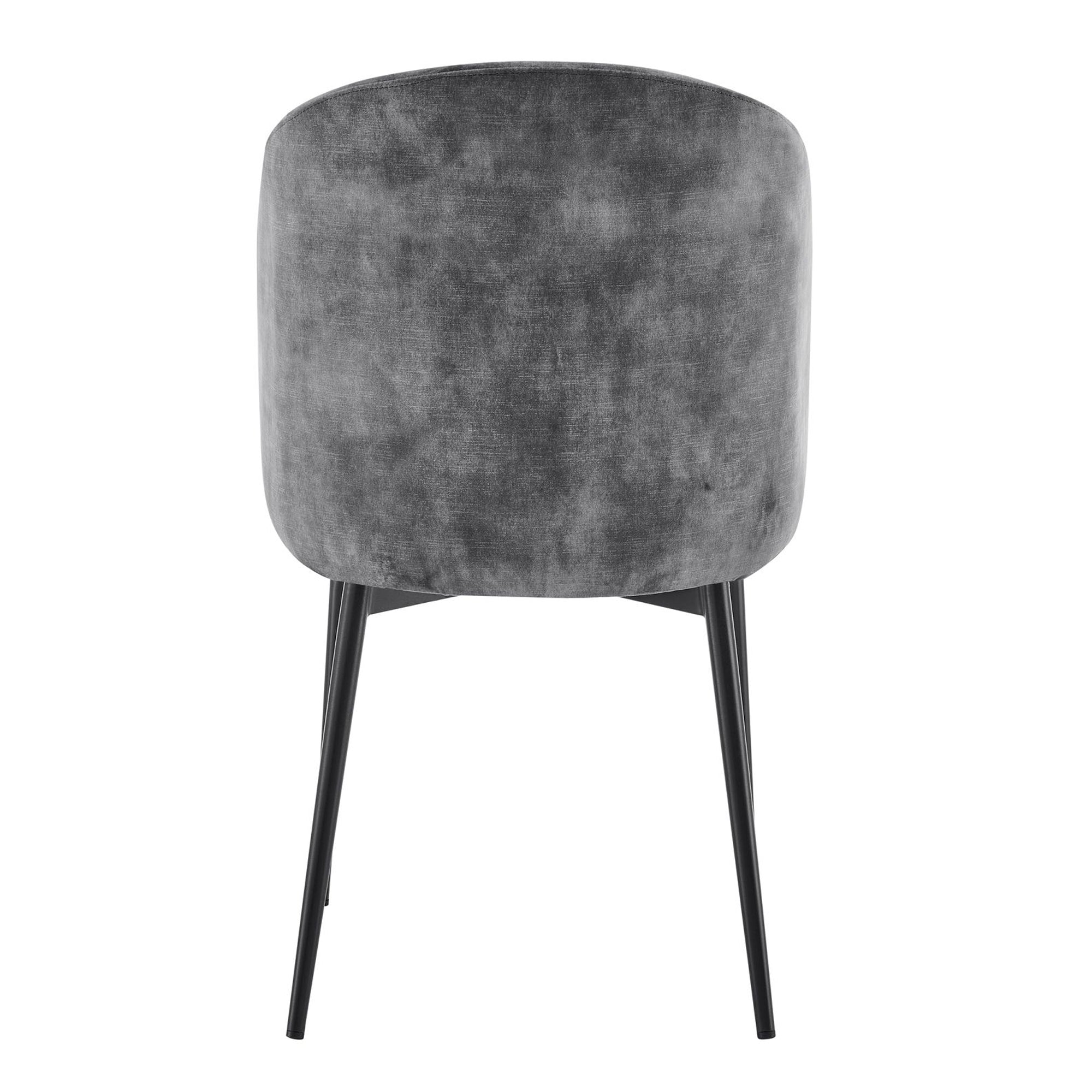 Castelle Grey Curved Velvet Dining Chair With Black Legs