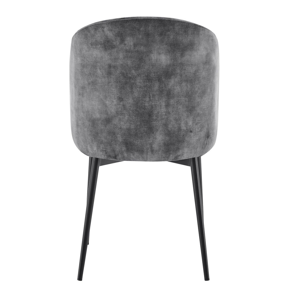 Castelle Grey Curved Velvet Dining Chair With Black Legs