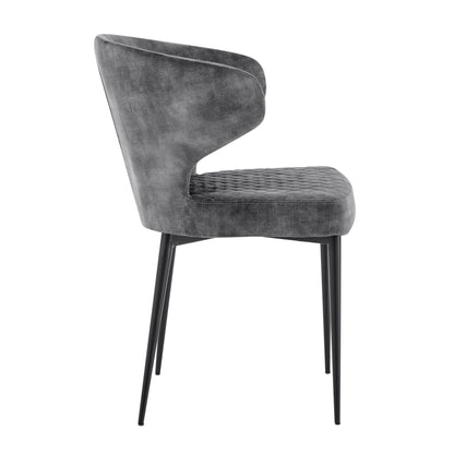 Grey Velvet Dining Chair With Quilting