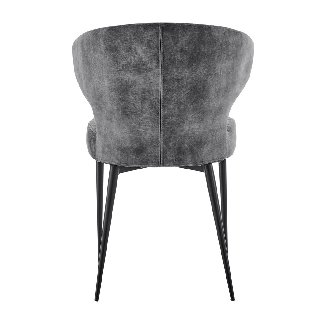 Levi Grey Velvet Dining Chair With Quilting Black Legs