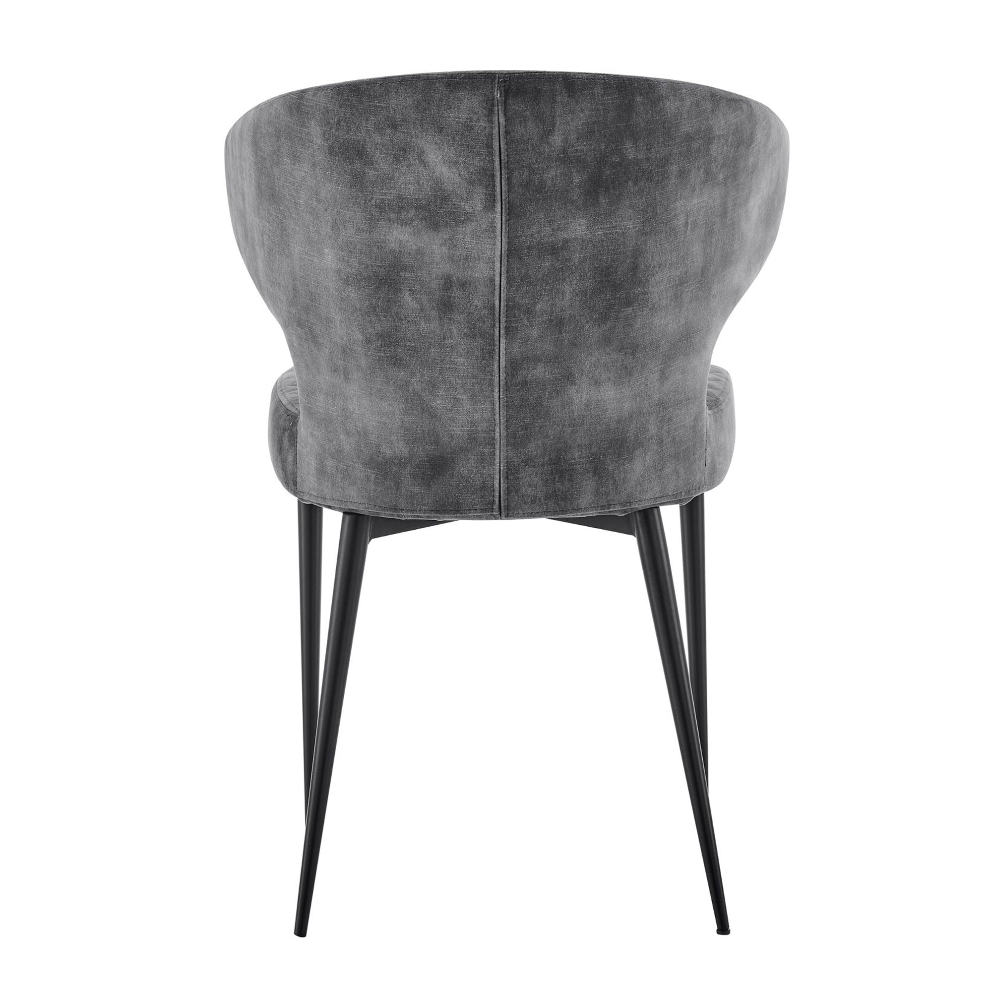 Levi Grey Velvet Dining Chair With Quilting Black Legs