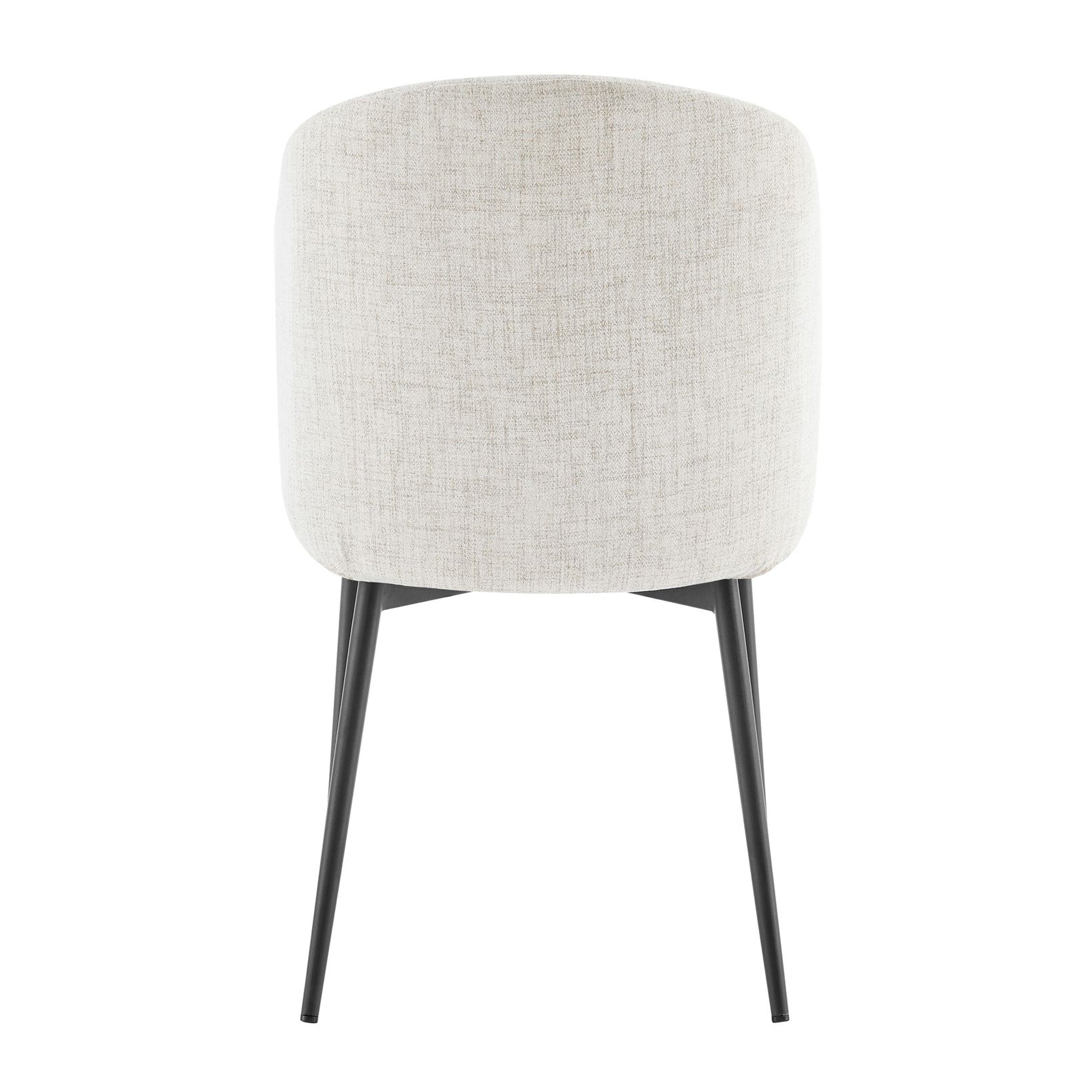 Castelle Ivory Linen Curved Dining Chair With Black Legs