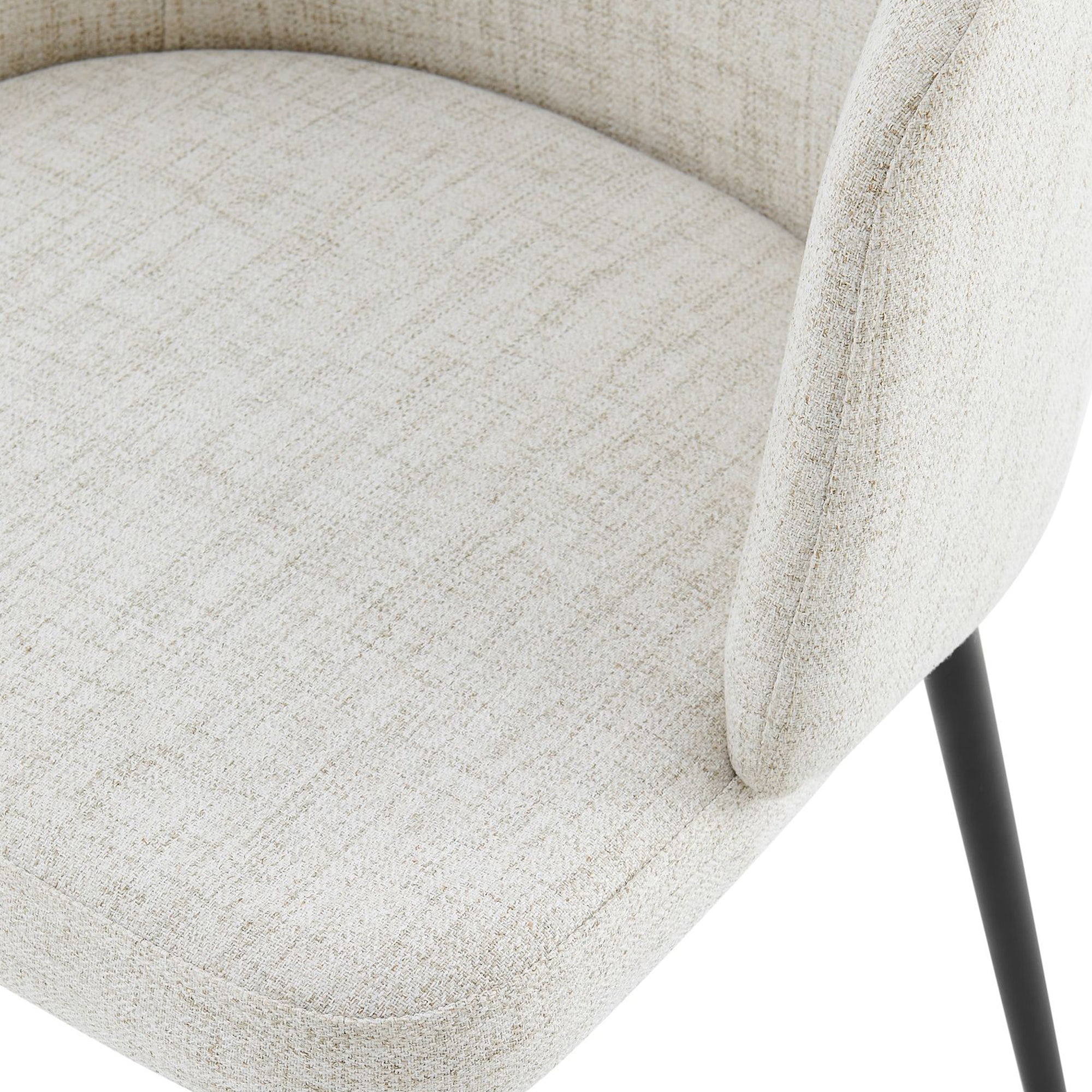 Castelle Ivory Linen Curved Dining Chair With Black Legs