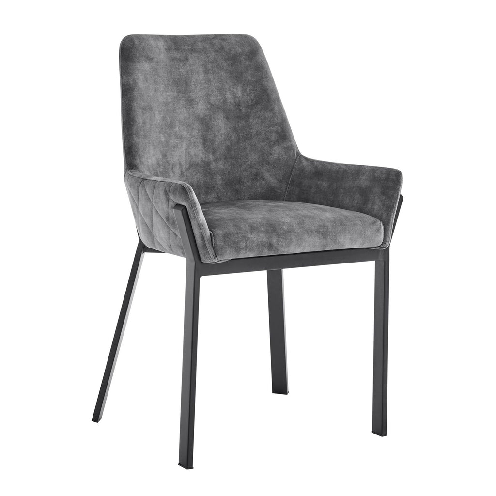 Nova Grey Velvet Dining Chair With Black Frame