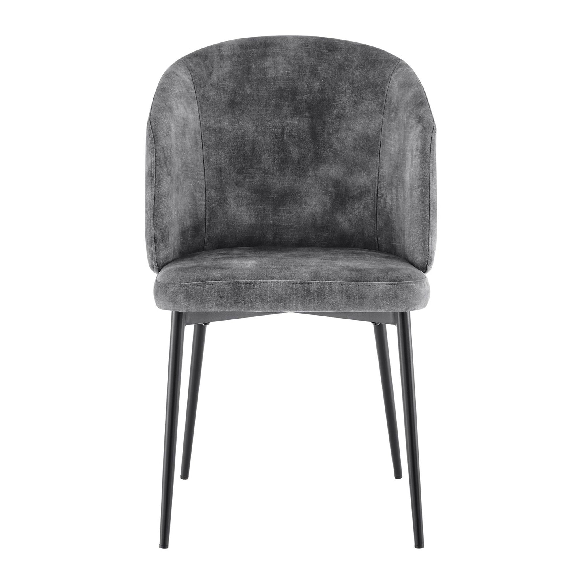 Castelle Grey Curved Velvet Dining Chair With Black Legs