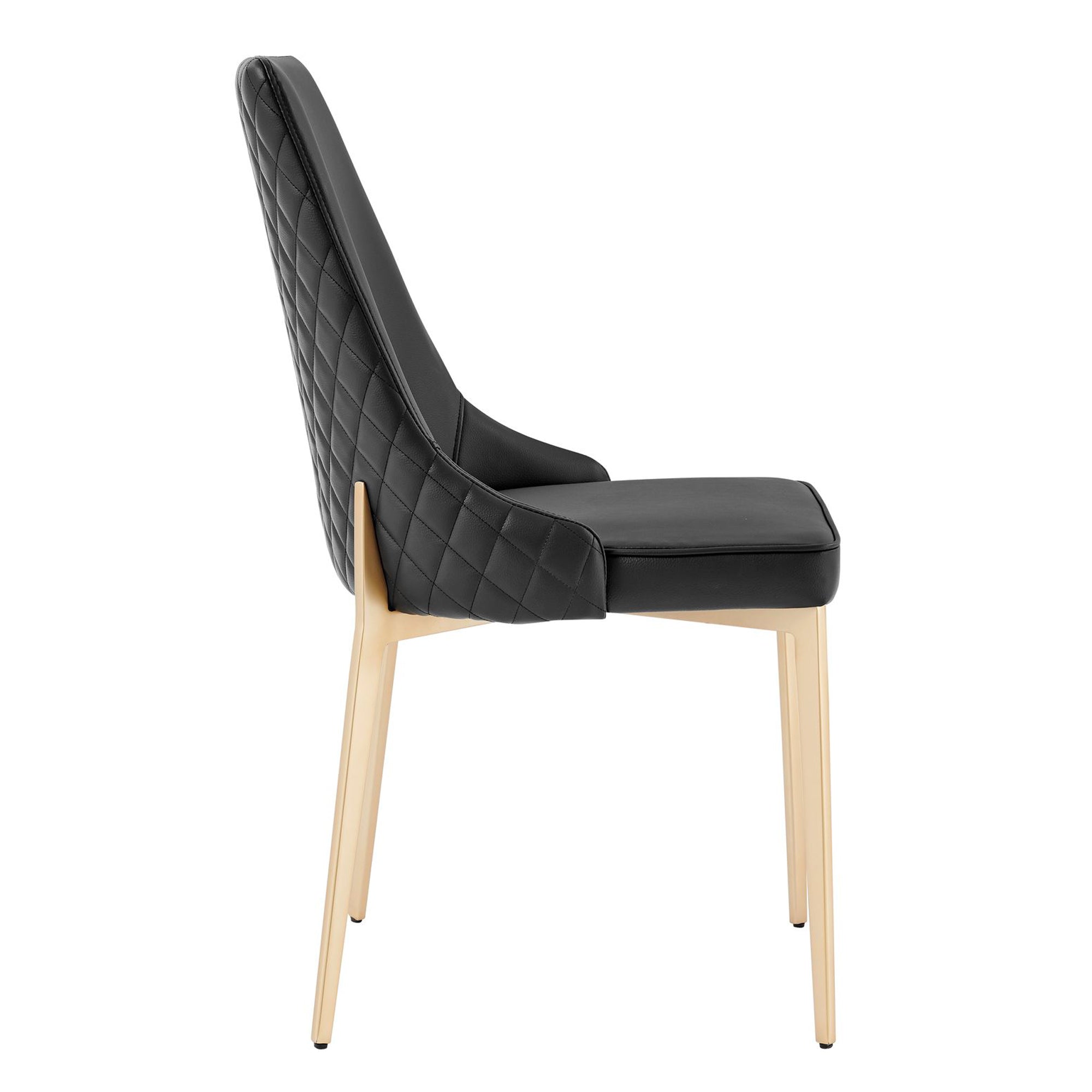 Jade Black Dining Chair In Faux Leather With Gold Legs