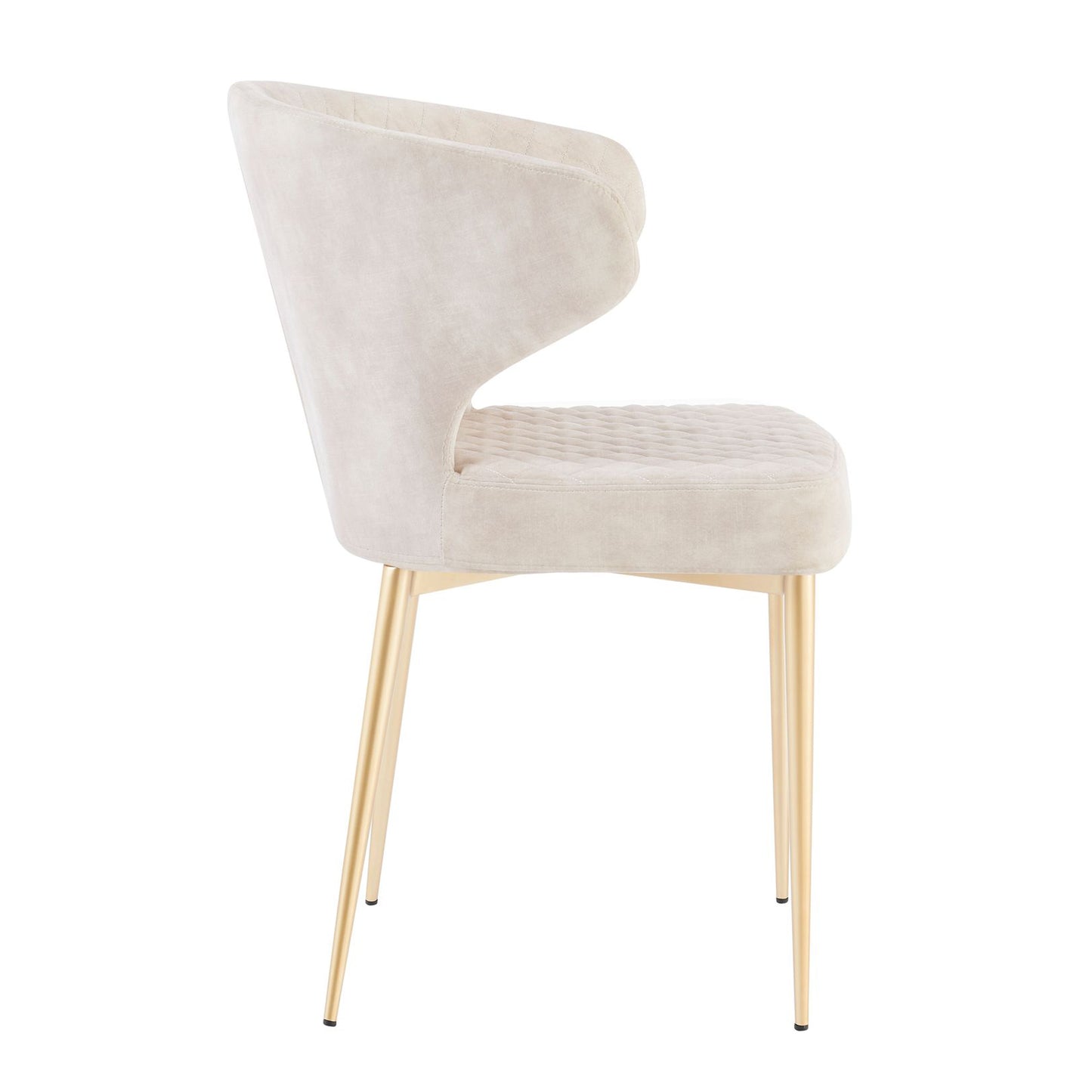 Cream Velvet Dining Chair With Quilting