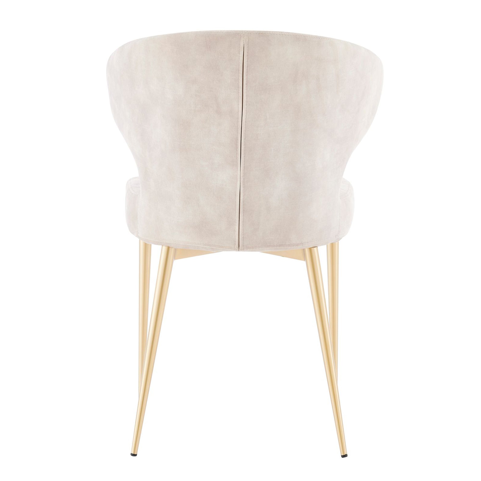 Levi Cream Velvet Dining Chair With Quilting Design Gold Legs