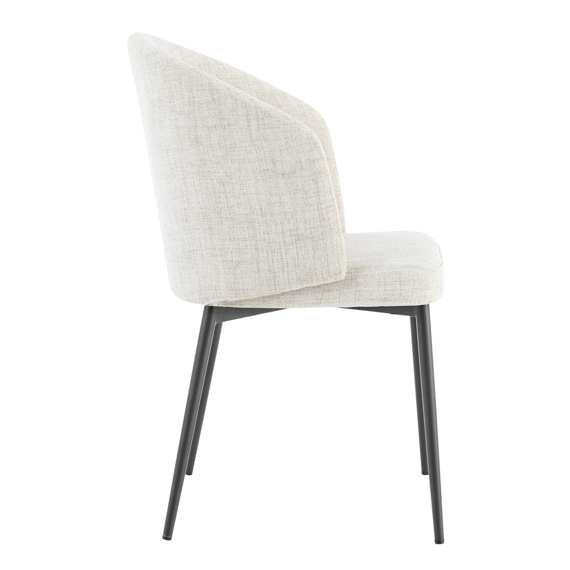 Castelle Ivory Linen Curved Dining Chair With Black Legs