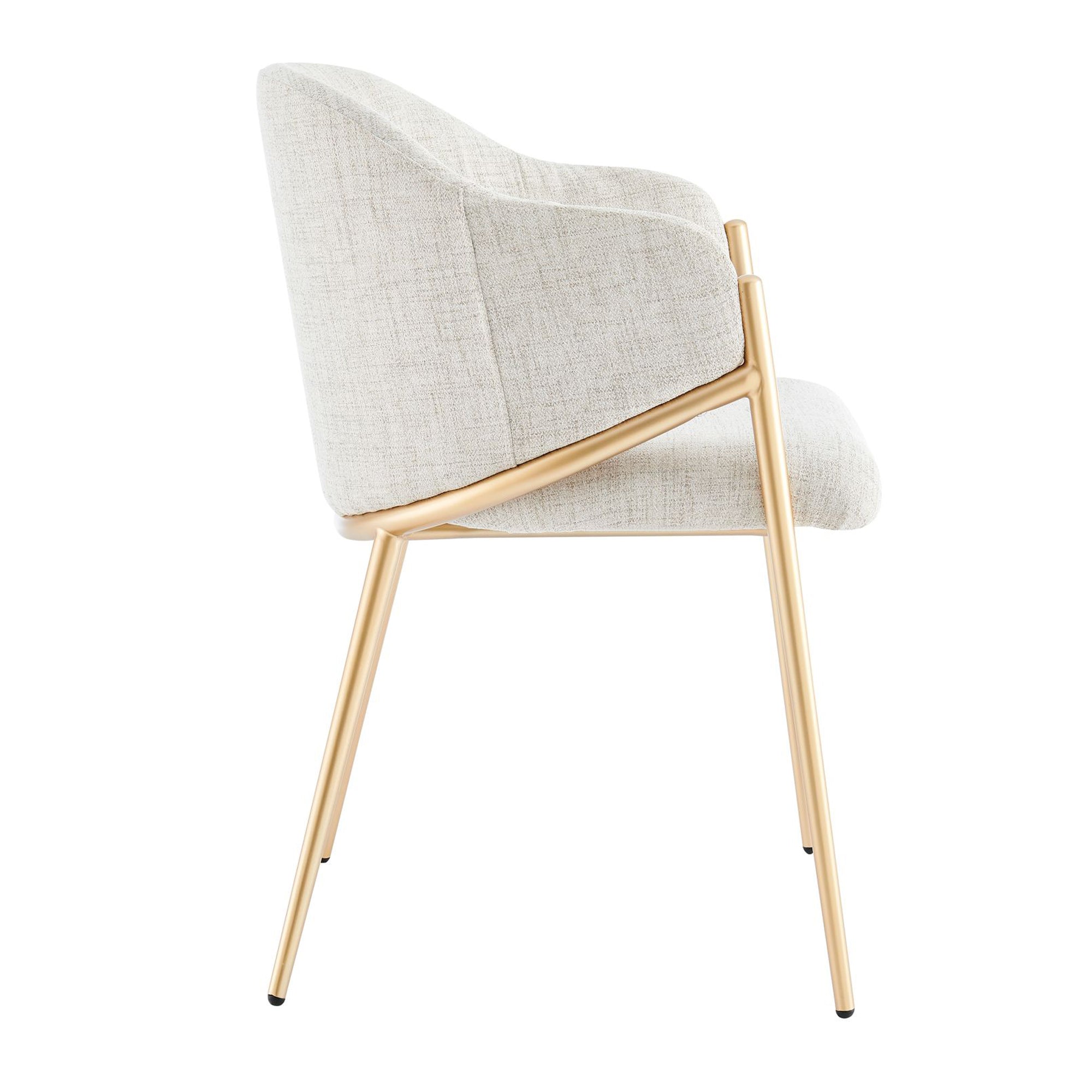 Alice Neutral Light Beige Linen Dining Chair With Gold Frame