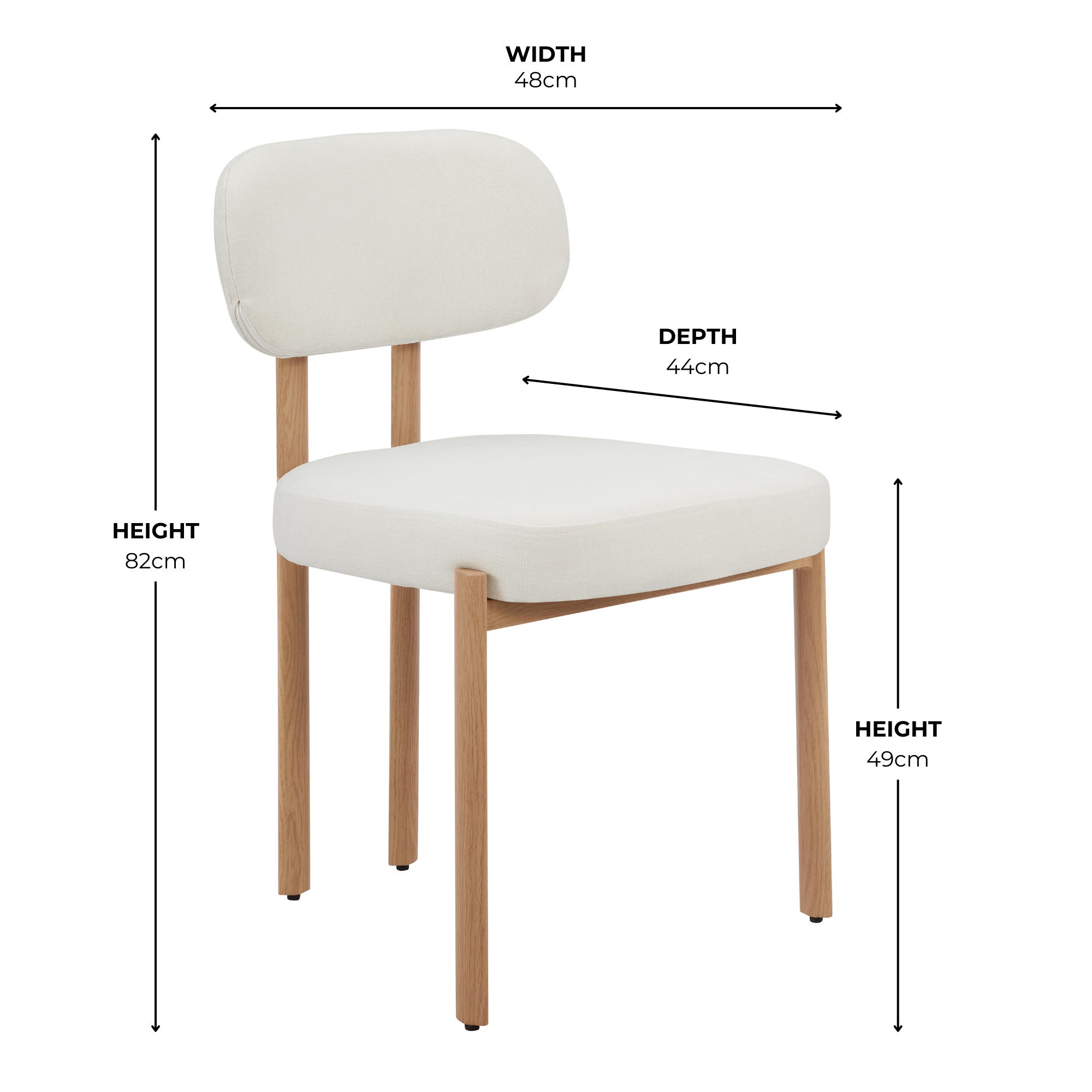 Kiah Ivory Linen Dining Chair With Natural Oak Effect Frame