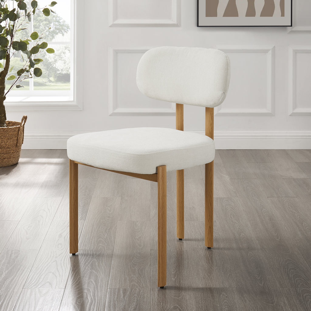 Kiah Ivory Linen Dining Chair With Natural Oak Effect Frame
