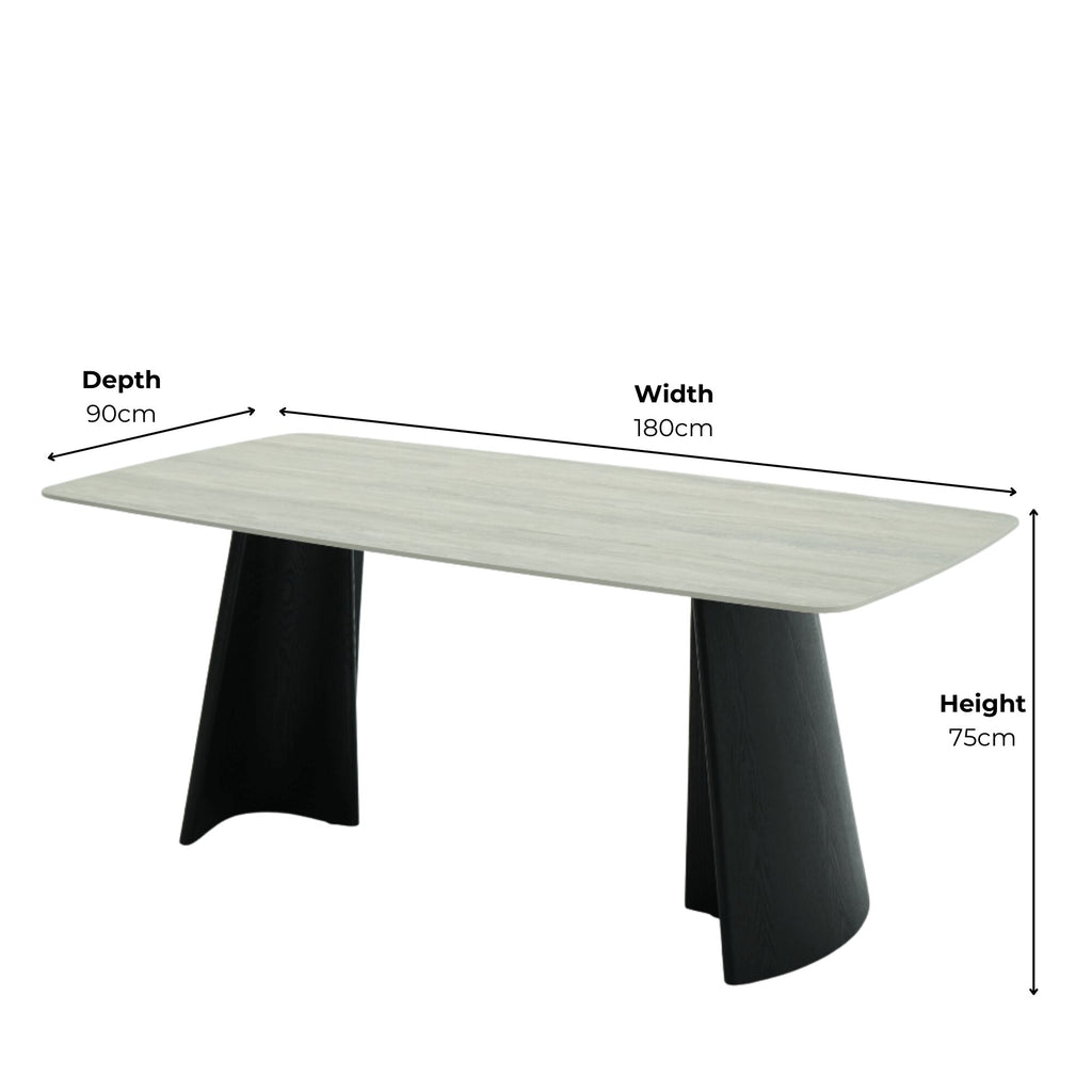 Zara Black Wooden and White Ceramic Dining Table