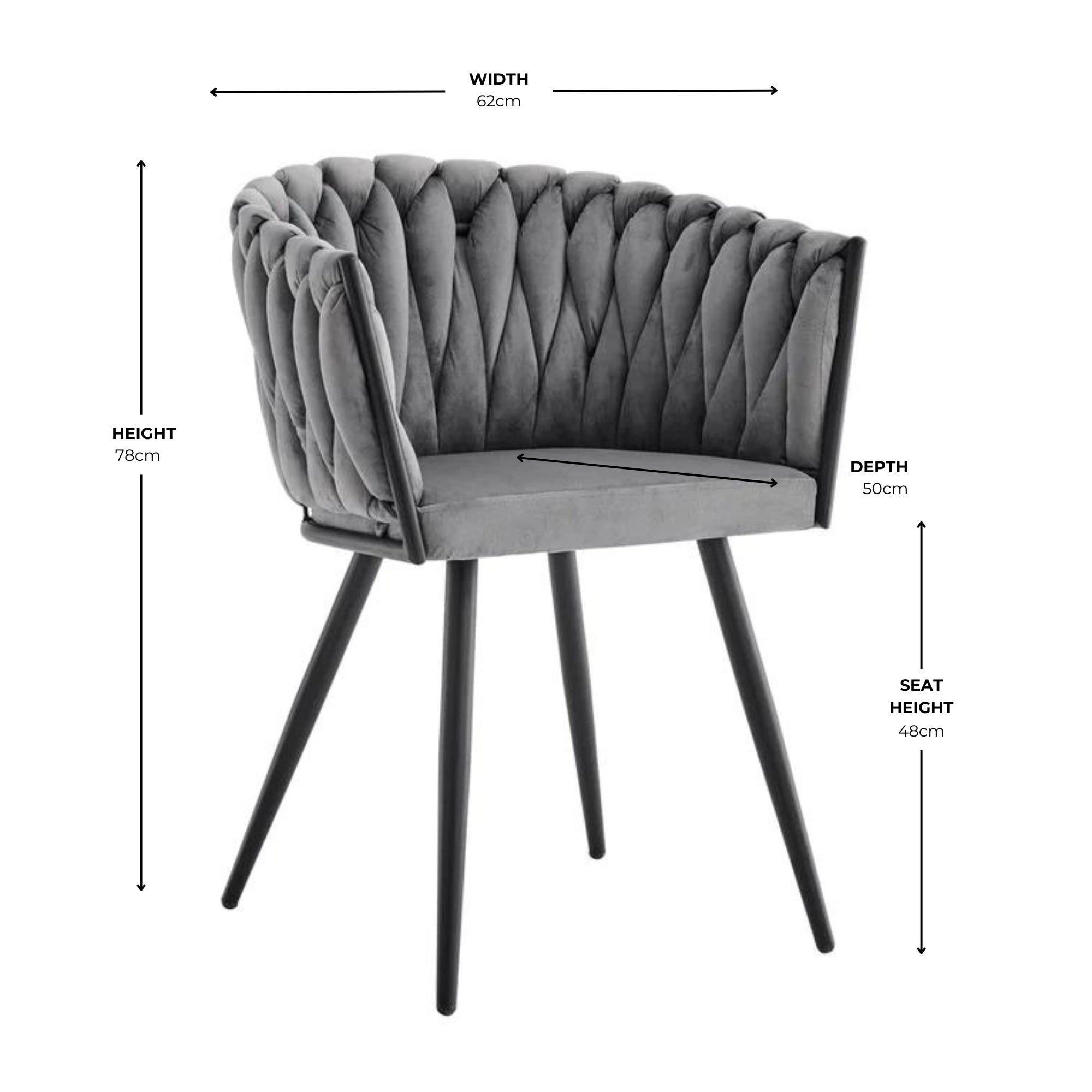 Iris Grey Velvet Braided Weave Dining Chair