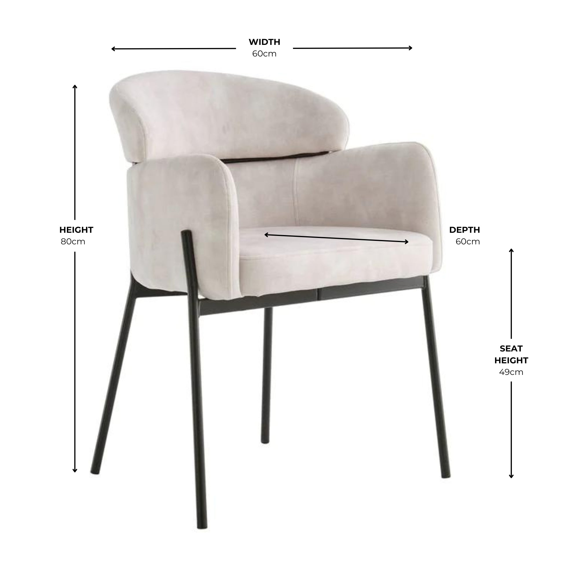 Liang Cream Velvet Dining Chair With Black Frame
