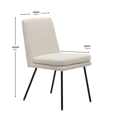 Cream Boucle Dining Chair With Black Legs