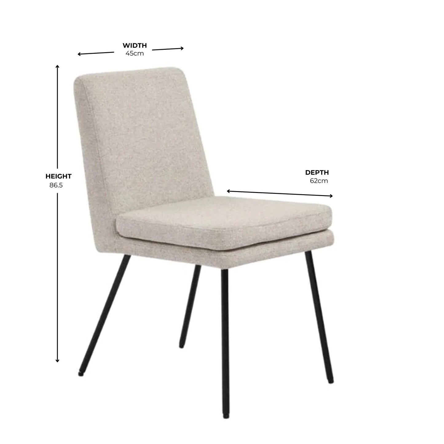 Beige Woven Dining Chair With Black Legs