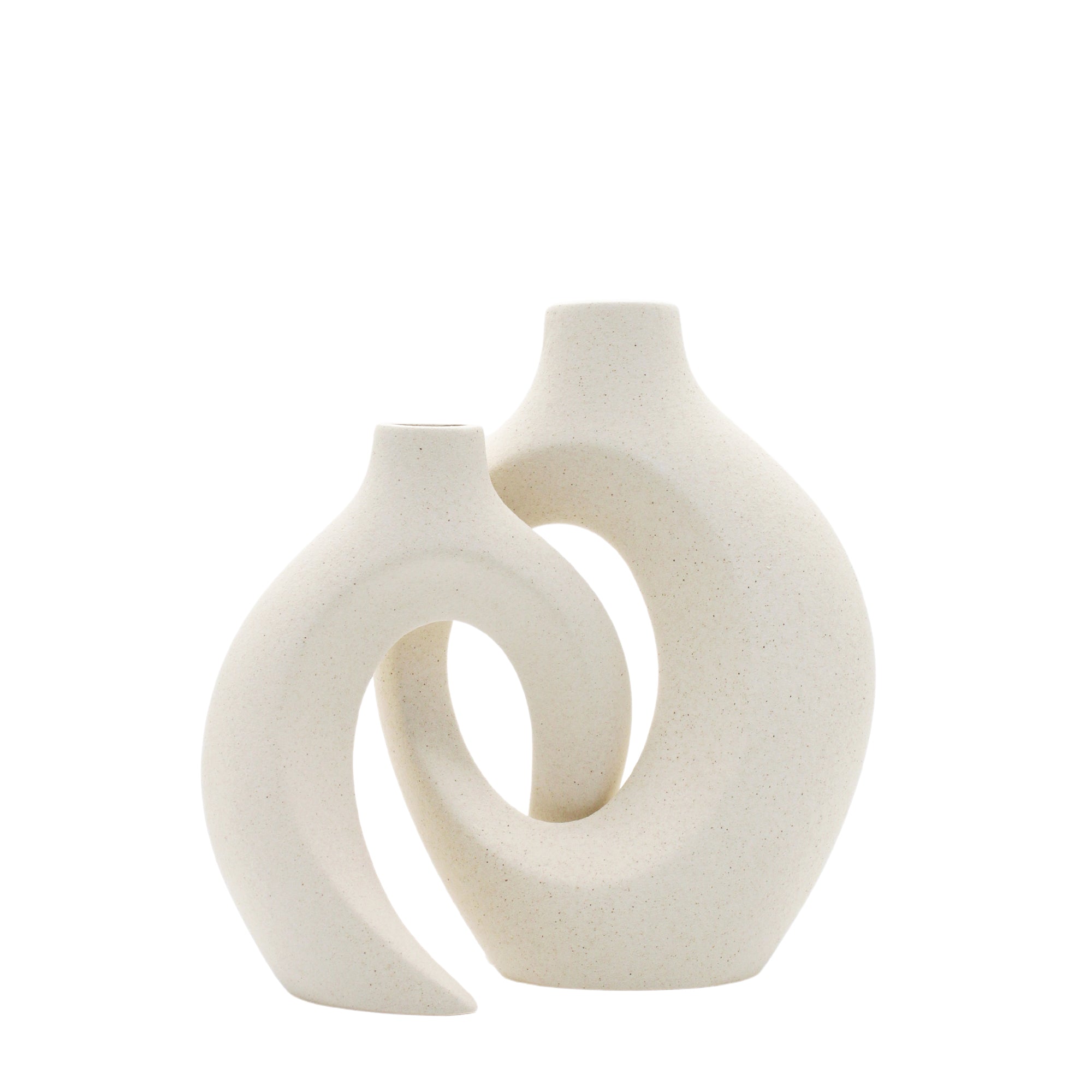 White Ceramic 2 Piece Decorative Vase
