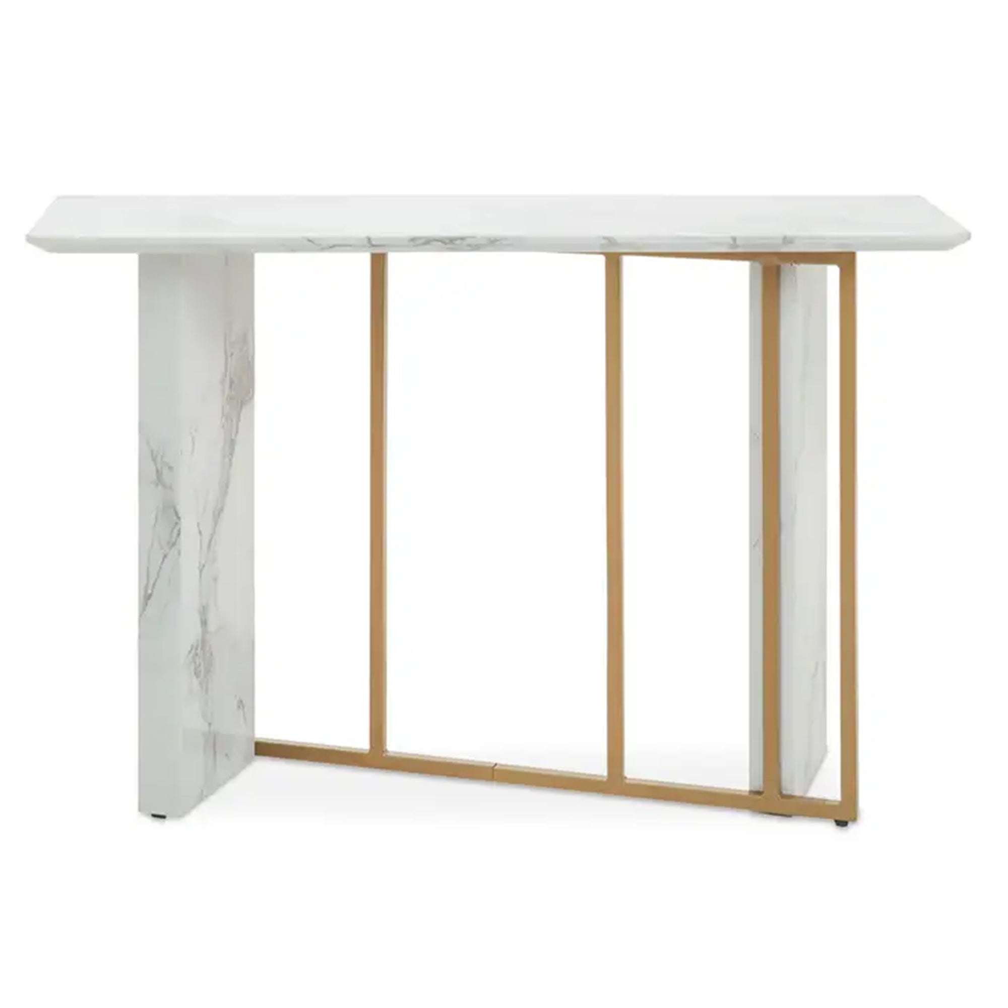 White and Gold Faux Marble Effect Console Table EX DISPLAY