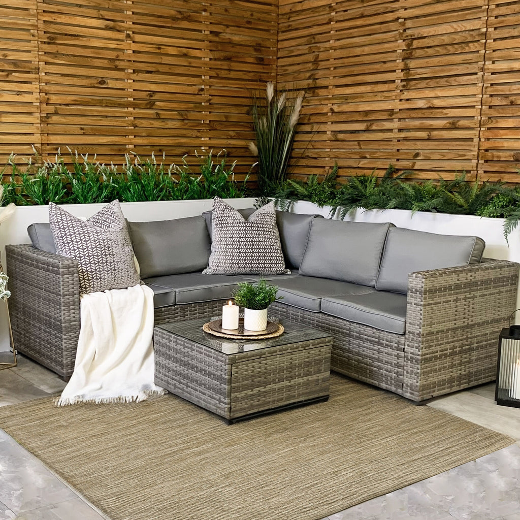 Sydney Grey Corner Rattan Sofa Set with Ice Bucket